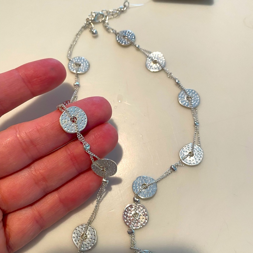 Sterling silver coin necklace with tags - brand new